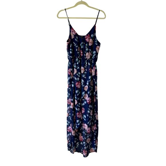 Papaya Womens Floral Hi Low Spaghetti‎ Strap Maxi Dress Size Large Cottage Fairy - Picture 3 of 7